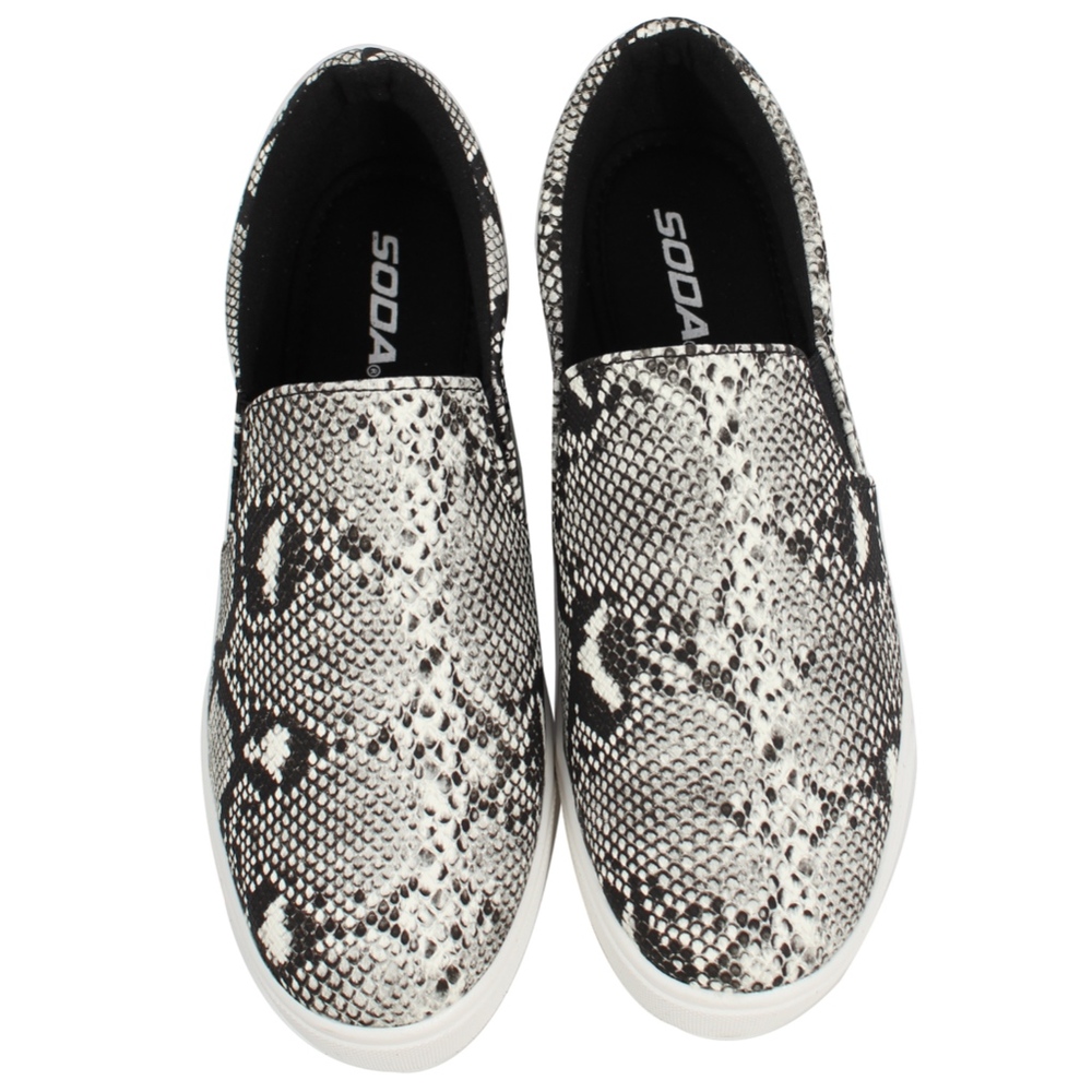 White Python Round Toe White Soles Sneaker - Picture 2 of 8